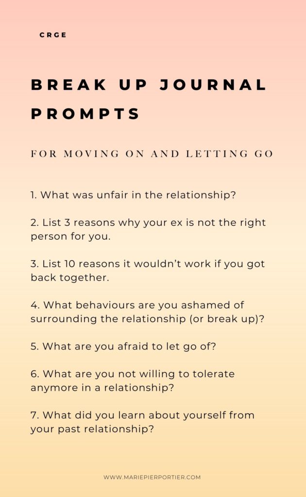 break up journal prompts to move on