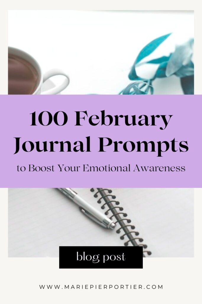 February journal prompts pinterest image
